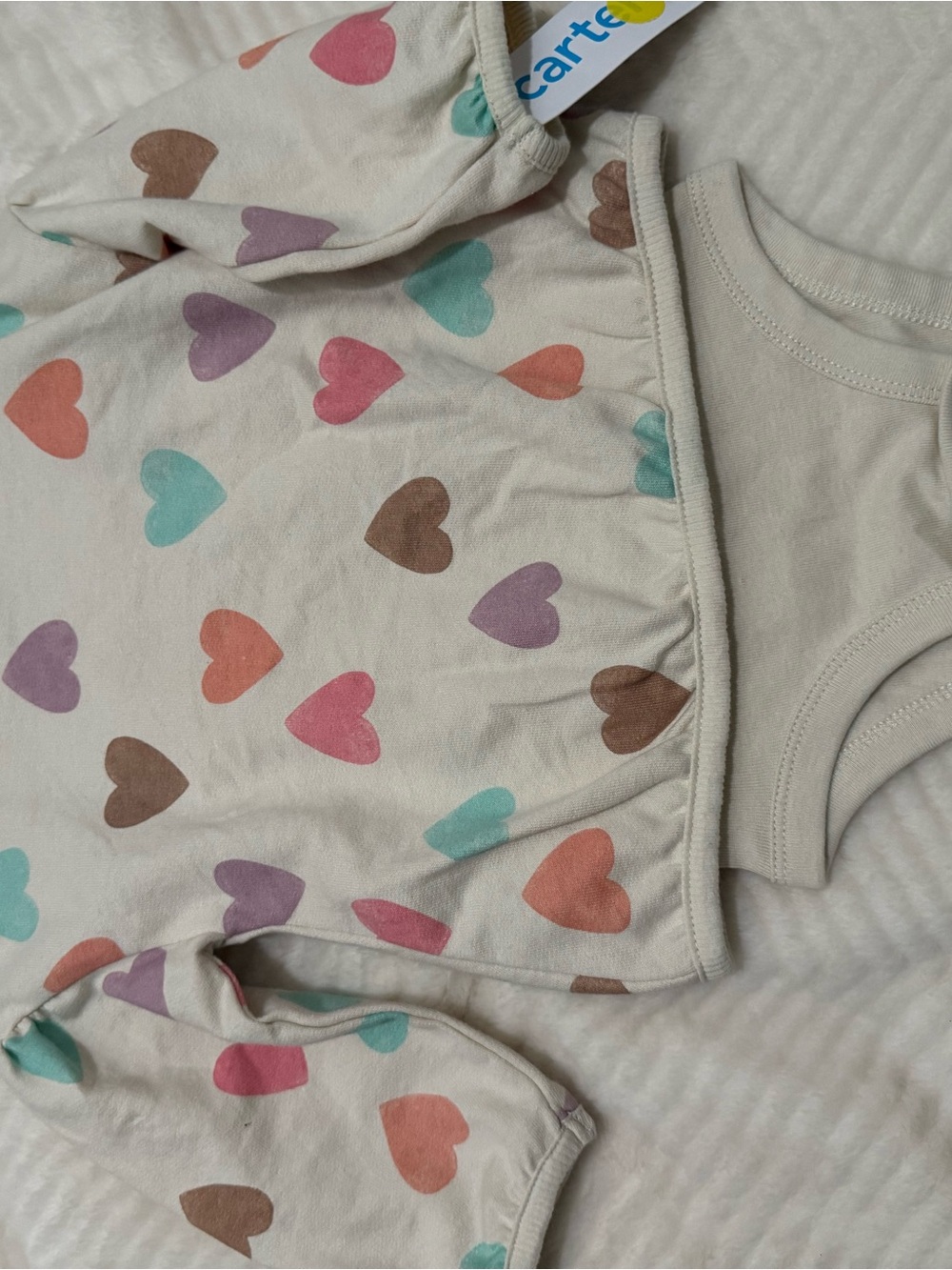 Carter's Cream Pajama Set with Multicolor Heart Print